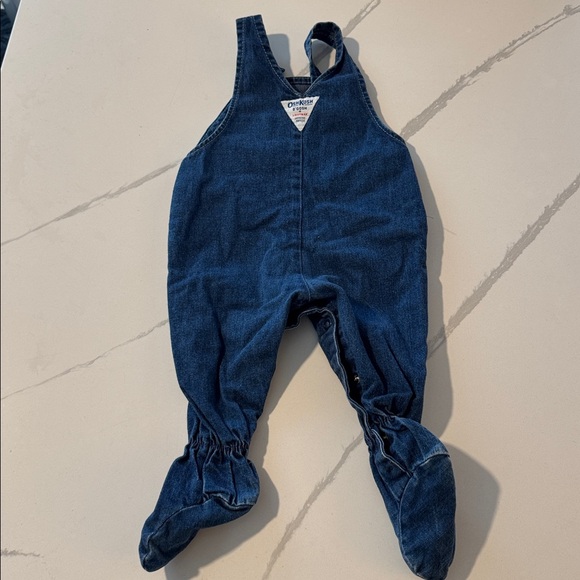 Vintage! OshKosh B'gosh Classic Blue Footed Overalls, sz 6-9 Months - Picture 7 of 9